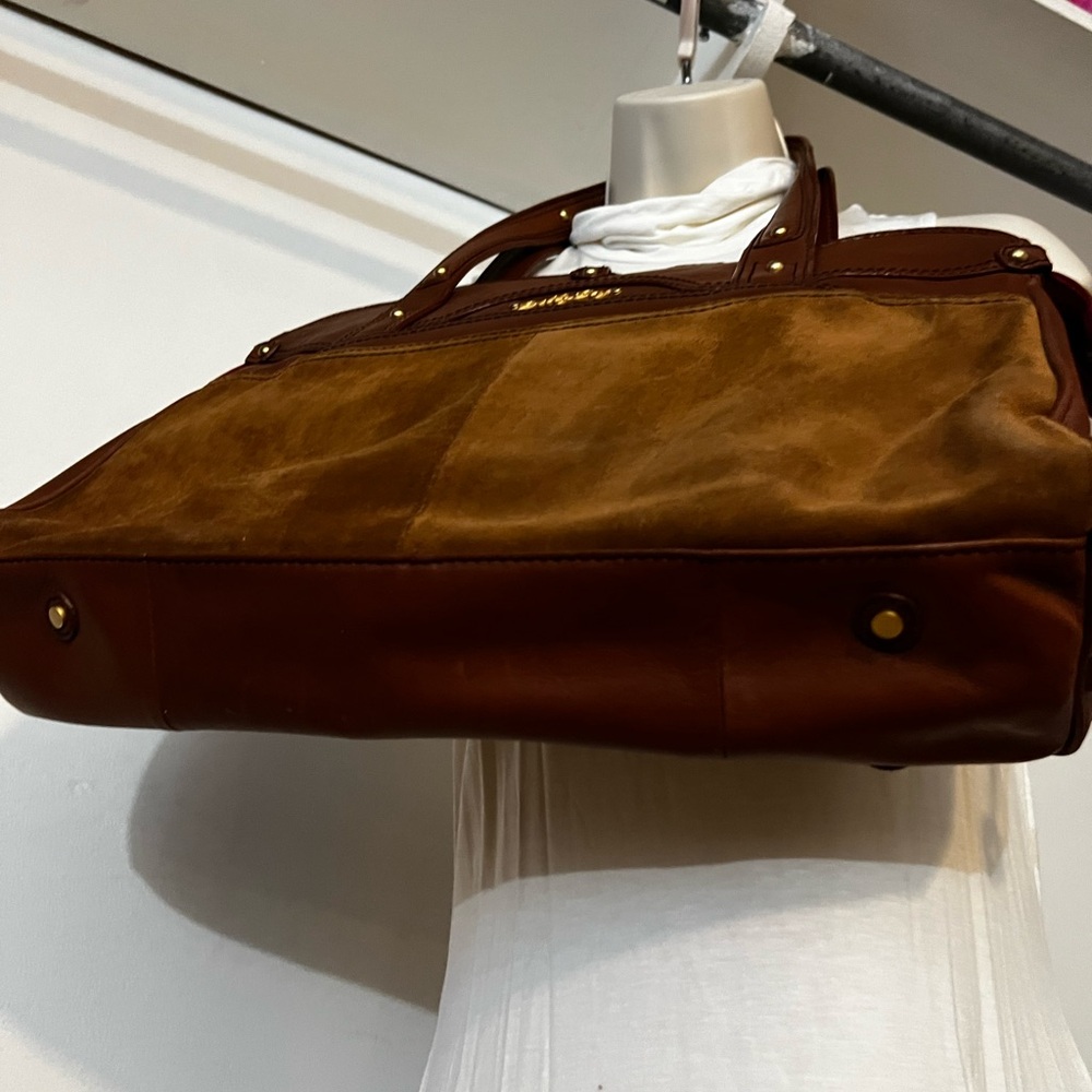 Vintage ! BillyBoo Leather & Suede Tote Bag in Chestnut Brown - Picture 11 of 12